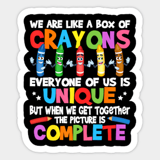 Funny Teacher We Are Like a Box of Crayons Sticker